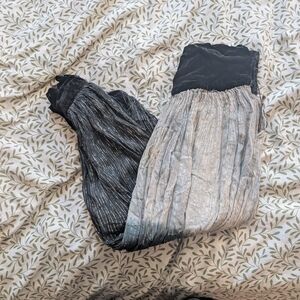 Vintage Cotton And Velvet Midnight Blue and Gray Pleated Parachute Pants